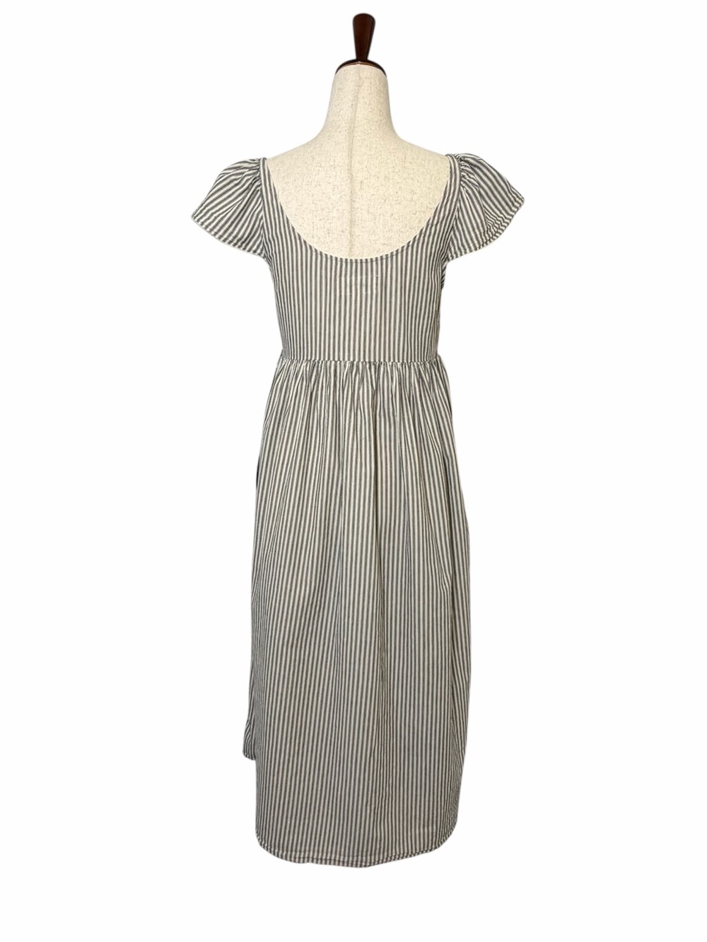 The Great Flutter Cami Dress Gray Stripe Cotton Midi Button Front Pocket 1 Small - Picture 5 of 16